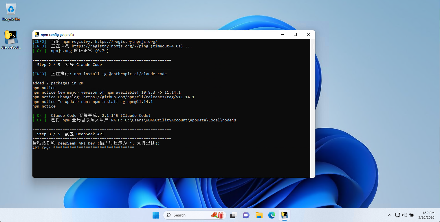 输入 API Key